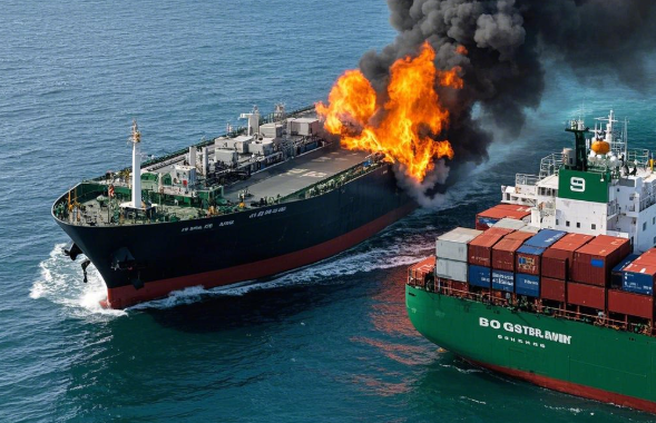 U.S.-Leased Tanker Collides with Cargo Vessel off UK Coast and Catches Fire