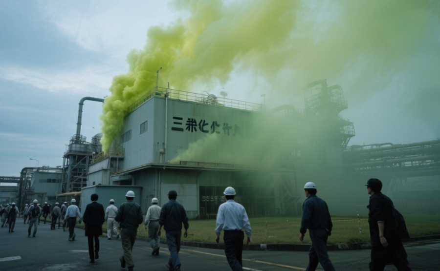 Chlorine gas leak in Fukuoka, Japan