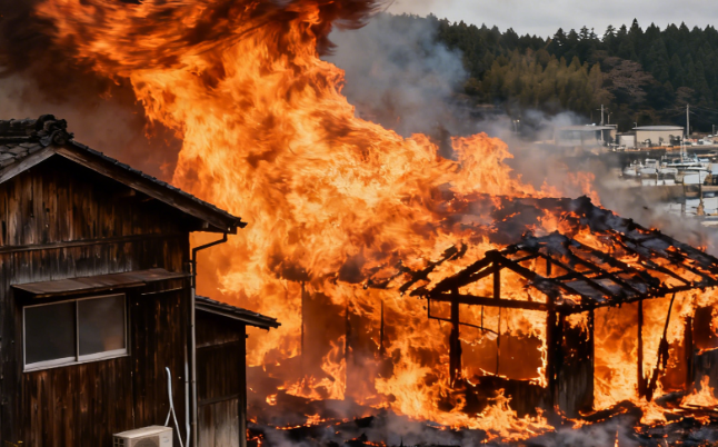 Major Fire in Saiki City, Oita Prefecture, Japan
