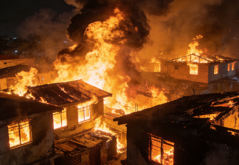 Major Fire Rages in Barangay Federal District, Quezon City, Philippines