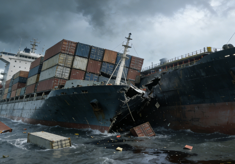 Collision Between Cargo Ship and Oil Tanker in UK North Sea