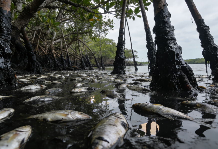 Massive Oil Spill Ecological Pollution Incident Along the Gulf of Mexico Coast