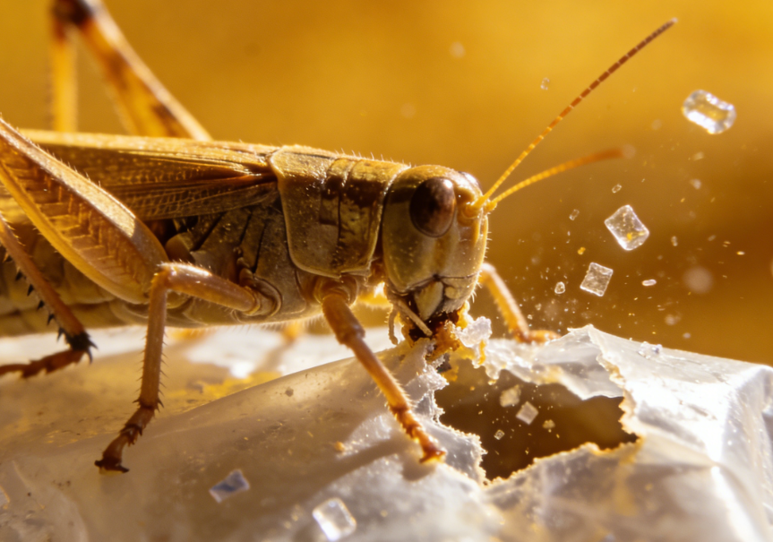 Tropical Locusts Exacerbate Nanoplastic Pollution