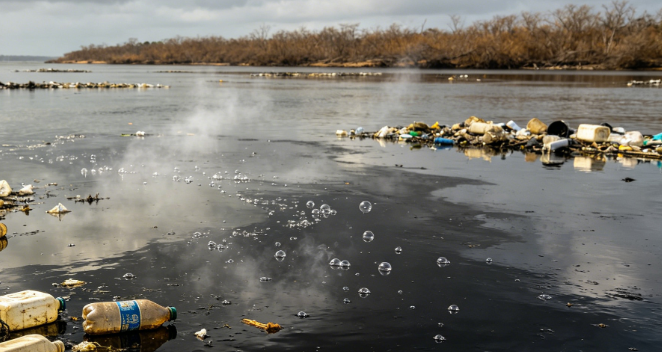 Massive Plastic and Industrial Wastewater Pollution at the Amazon River Estuary in Brazil