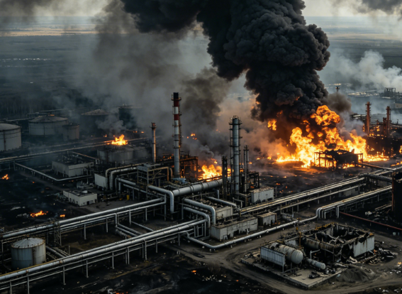 Fire at Russian Oil Refinery Causes Ongoing Cross-Border Air Pollution