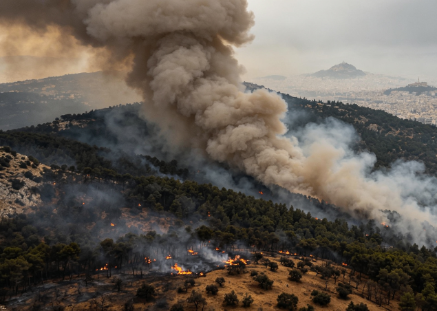 New Wildfire Breaks Out South of Athens, Greece