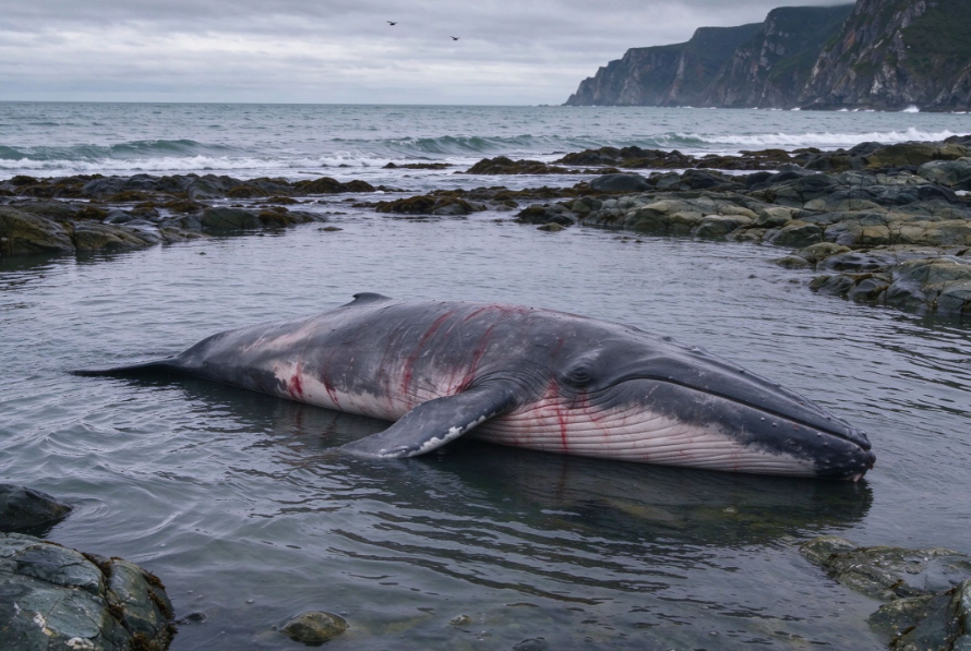 Minke Whale Found Stranded and Dead in Chile’s Lake District