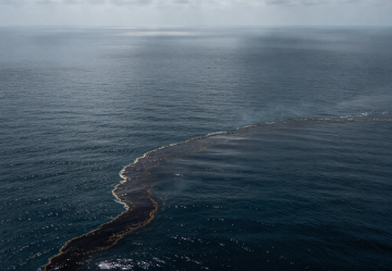 Suspected Illegal Discharge from a Vessel Off the Coast of California Leaves Long Oil Slick on the Water’s Surface
