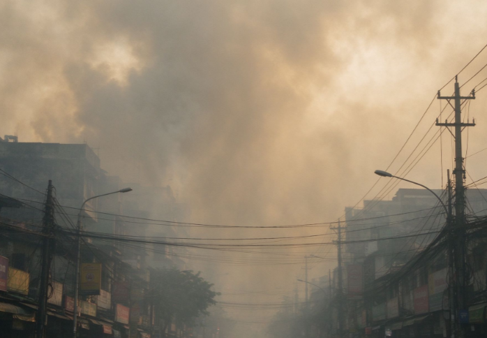 Smoke and Haze from Forest Fires Ravage South Sulawesi, Indonesia